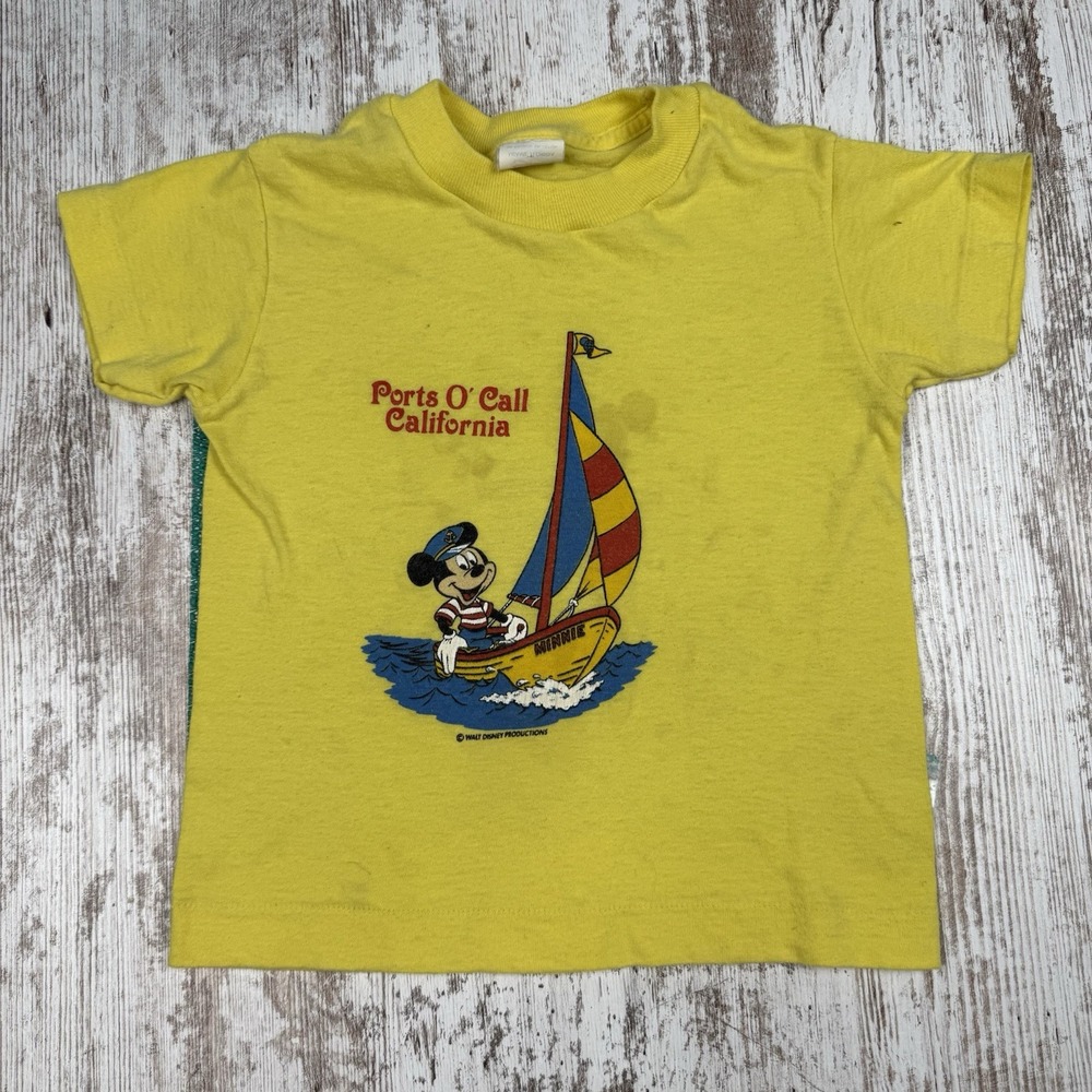Vintage 1970s Walt Disney Productions Mickey Mouse AOP Kids Tee Shirt Lot Sz 6-8 - Picture 10 of 16
